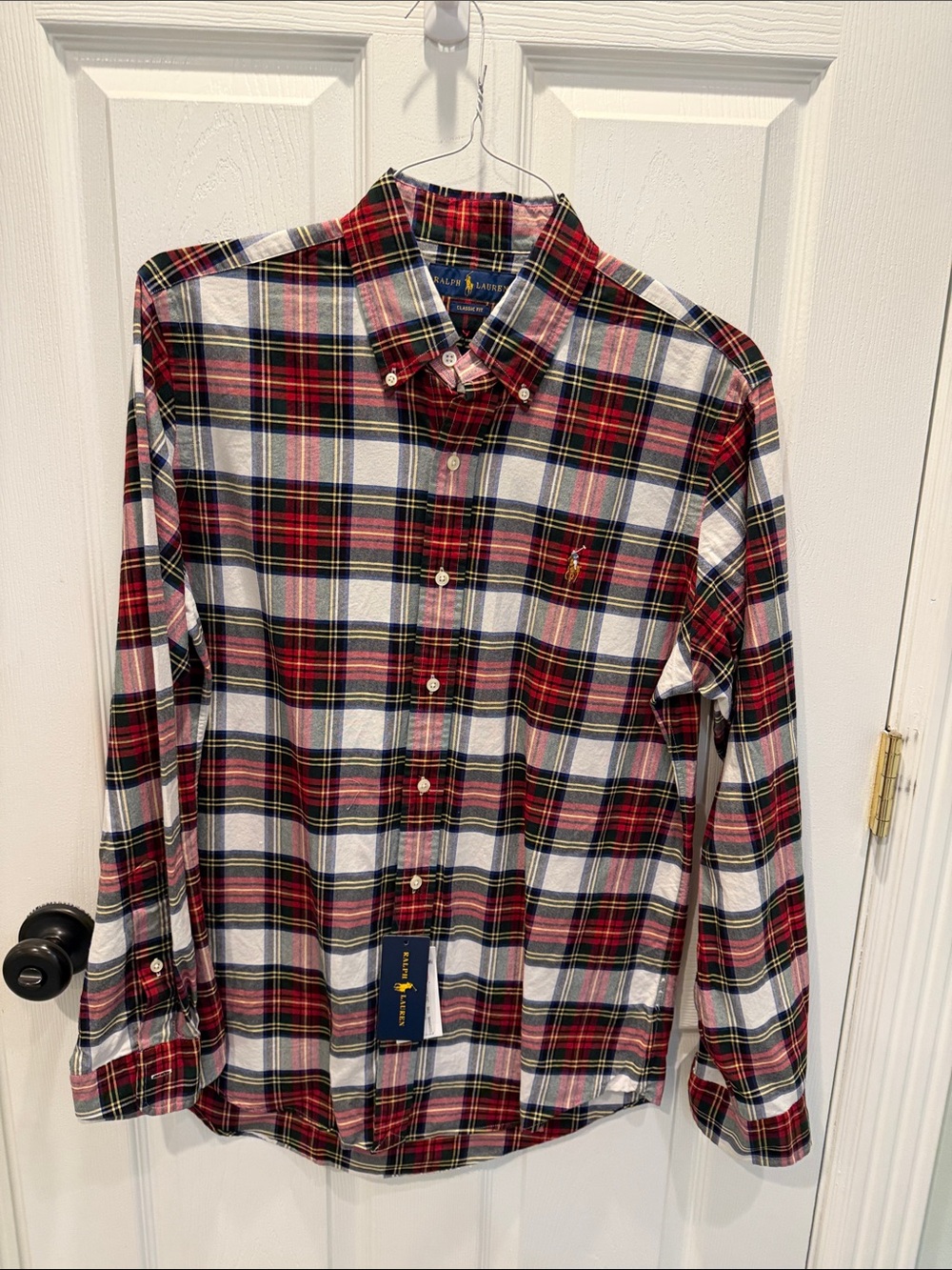 Ralph Lauren Men’s Red, White & Navy Plaid Button-Down Shirt NWT